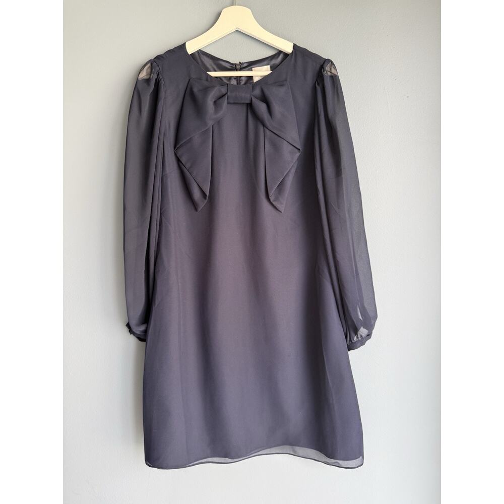 Anthropologie Hi There Karen Walker Bow Front Sheer Sleeve Dress Size 8 Classic